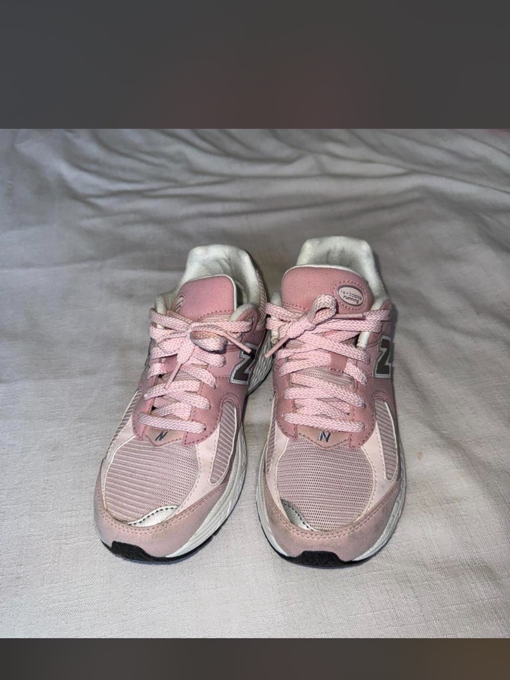 New Balance Women's Pink Mesh and Suede Athletic Sneakers - Picture 2 of 6